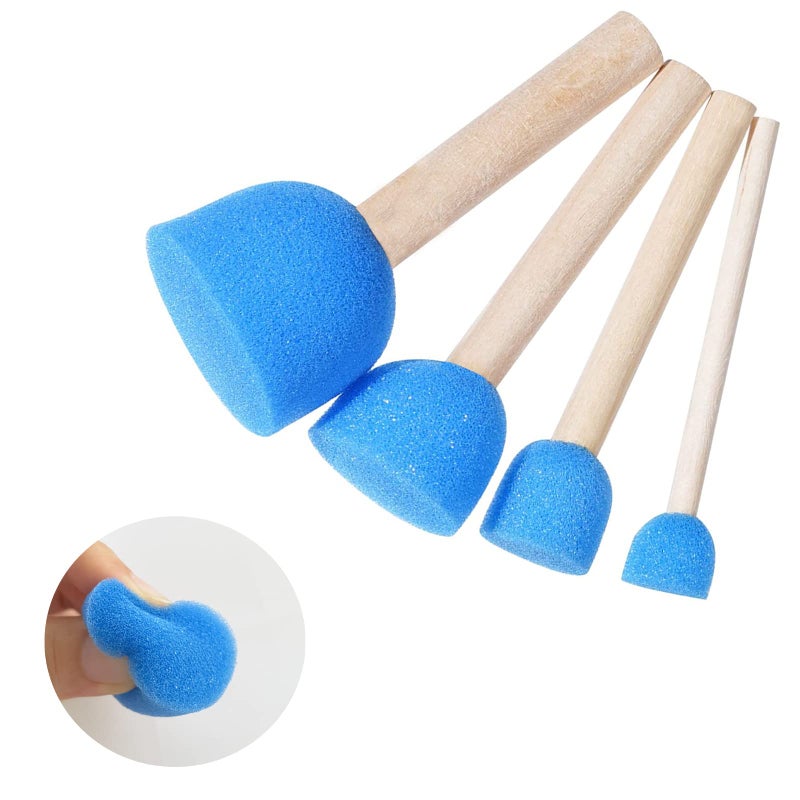 WAFJAMF 20 Pcs Assorted Size Round Sponges Brush Set, 4 Size DIY Paint Tools for Kids - Blue - Image 3